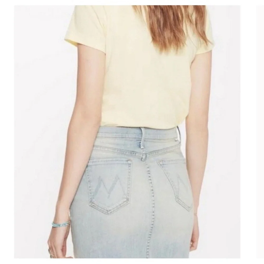 MOTHER The Sacred Mini‎ Fray Skirt Size 27 Written In The Sand Denim Mini Skirt